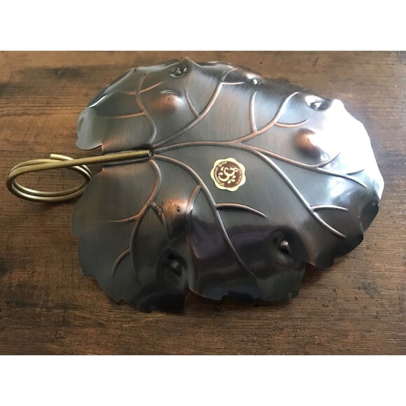 Coppercraft Guild Leaf Tray With Brass Ring Handle Footed - Picture 4 of 6